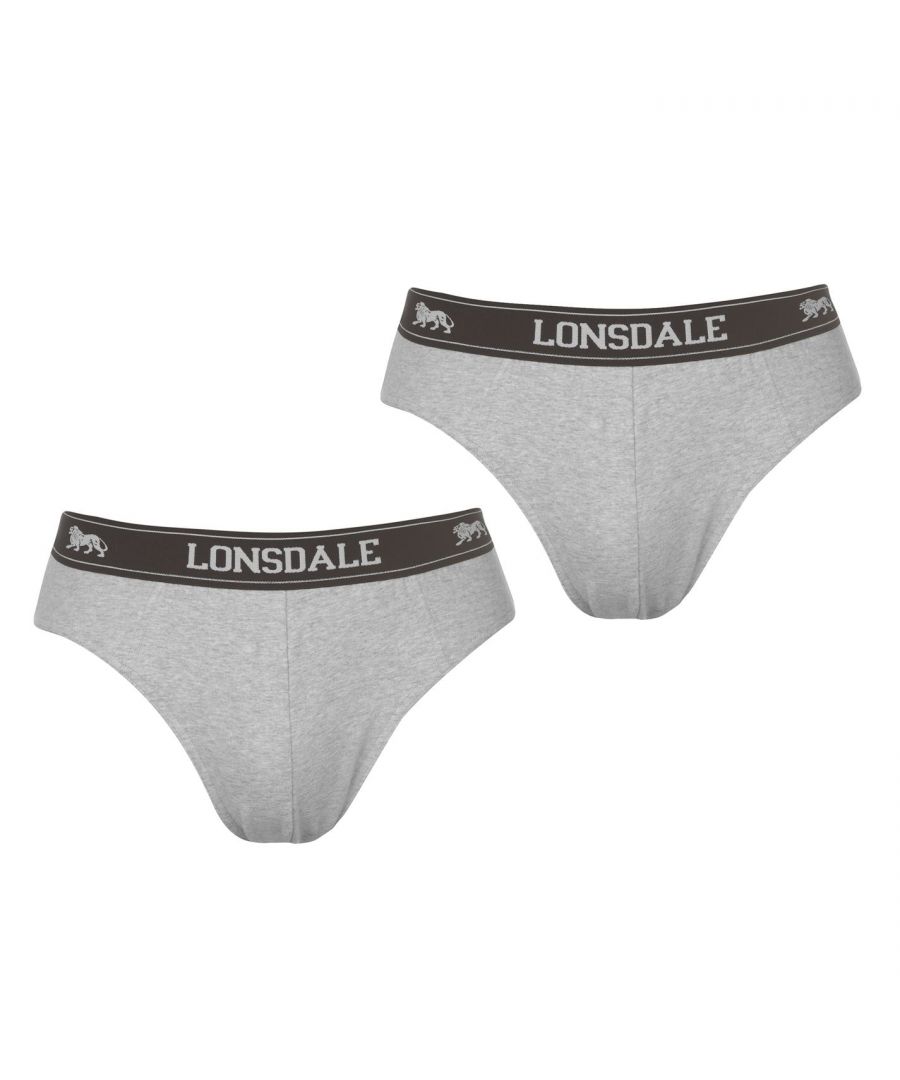Lonsdale 2Pk Brief Mens - The   Lonsdale 2Pk Brief Mens   features elasticated waistband for a secure and comfortable fit, alongside the Lonsdale logo all the way round the band for an iconic look.  >   Mens Briefs   > Elasticated waist band > Lonsdale branding > 95% Cotton / 5% Lycra elastane > Machine washable