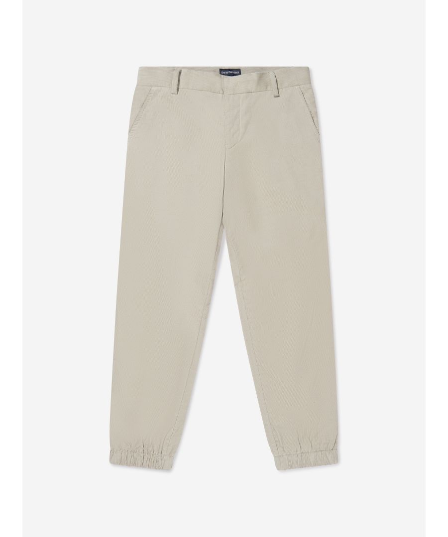 Emporio Armani Boys Corduroy Branded Trousers - Ivory - Size 8Y