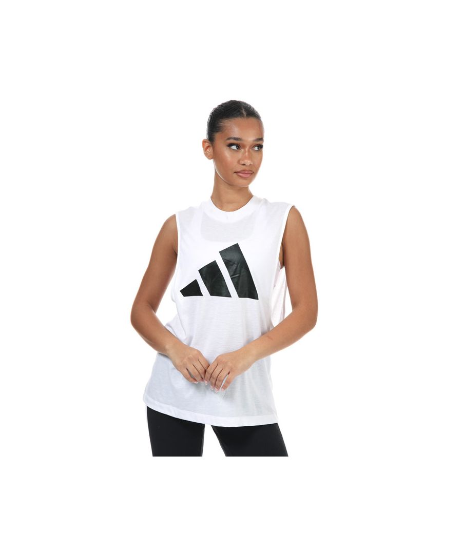 adidas Womenss Athletics Pack Graphic Muscle Tank in White - Size 4 UK