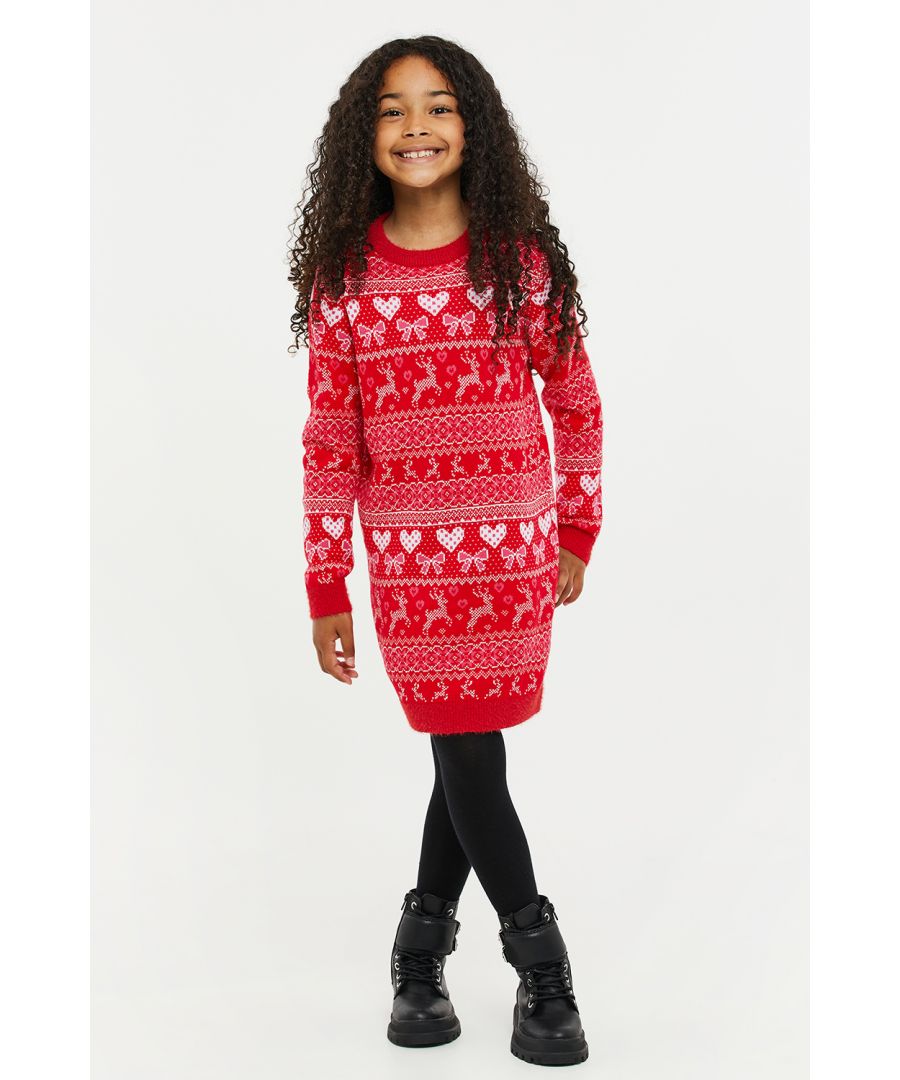 This Christmas jumper from Threadgirls features an all over print with sequin details and dropped shoulders with bell sleeves. It has ribbed elasticated hem, cuffs and crew neck. Made from a soft touch fabric to ensure comfy wear, sure to the star of this festive season. Other styles available.