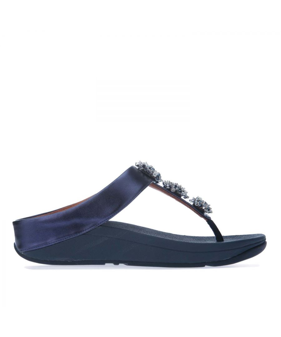 Womens Fit Flop Galaxy Toe Thong Sandals in navy.- Synthetic upper.- Slip on closure.- Microwobbleboard technology.- FitFlop branding to footbed. - Rubber sole. - Synthetic upper  Leather lining  Synthetic sole.- Ref: CM2826