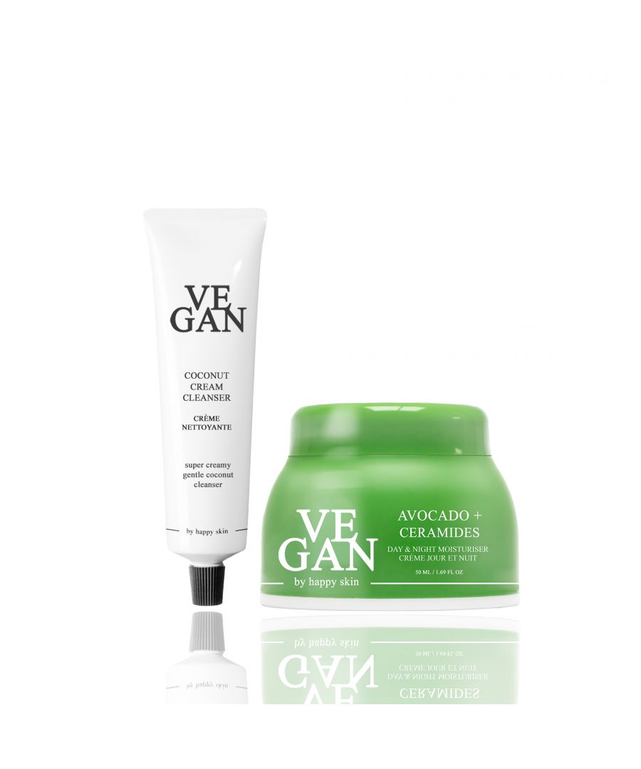 Image for Vegan By Happy Skin COCONUT Cream cleanser 150m + AVOCADO & CERAMIDES night moisturiser 50ml