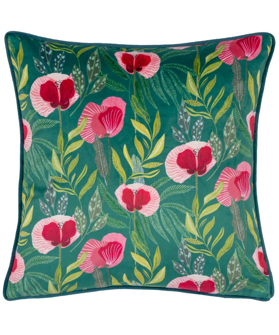 Wylder Nature House of Bloom Poppy Cushion Cover - Teal - One Size