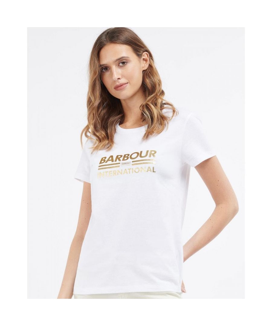 Barbour International Originals Womens T-Shirt - White - Size 12 UK