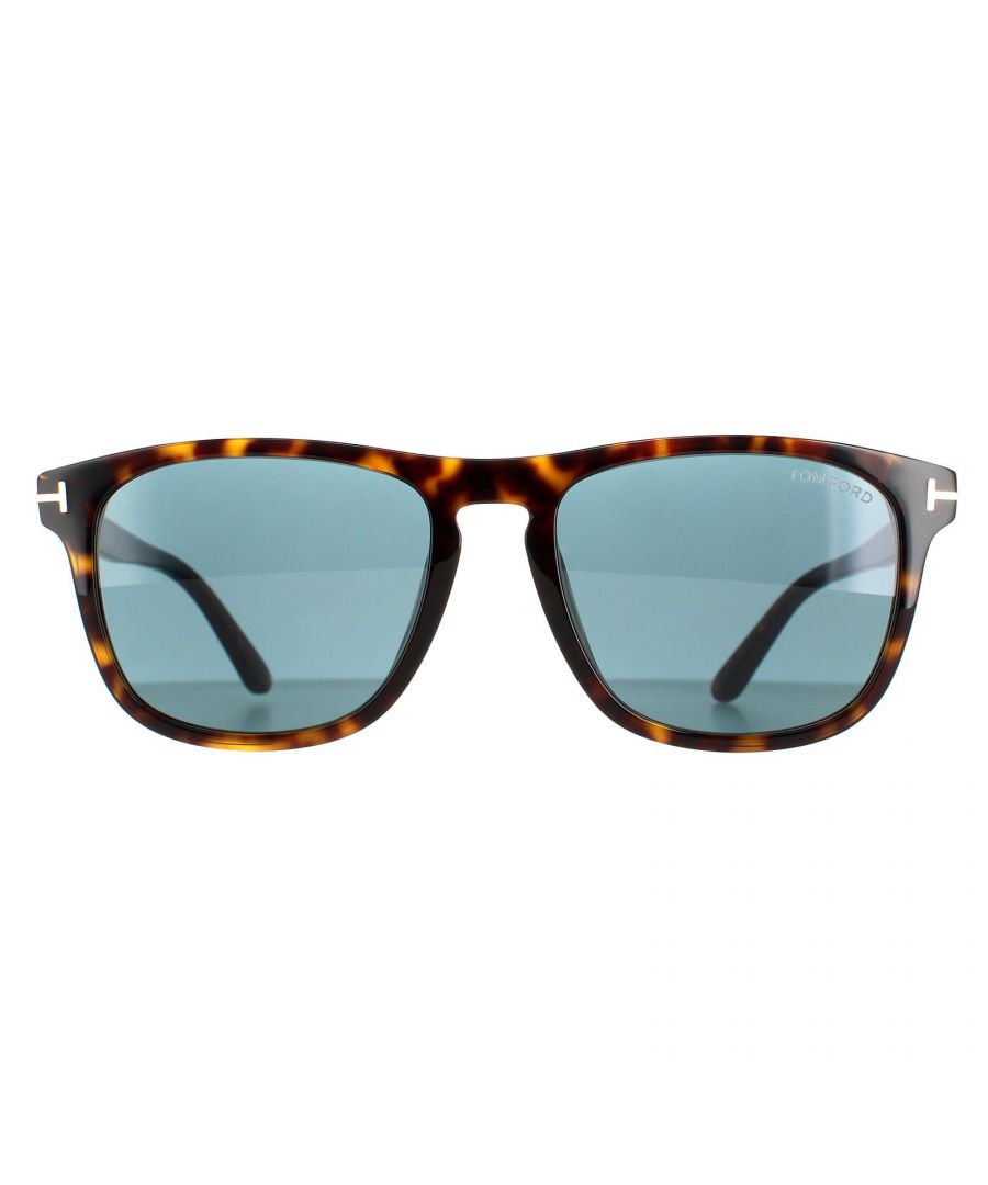 Tom Ford Square Mens Dark Havana Blue FT0930 Gerard  Tom Ford are a classic rectangular shape crafted from premium acetate. Finished with a keyhole bridge and Tom Ford T logos on the temples.