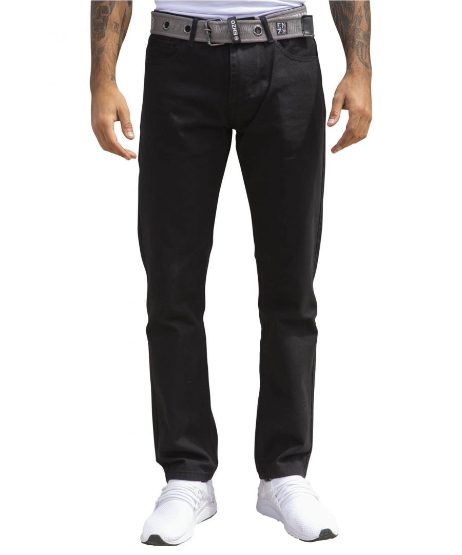 Image for Enzo Men's Designer Regular Fit Denim Jeans