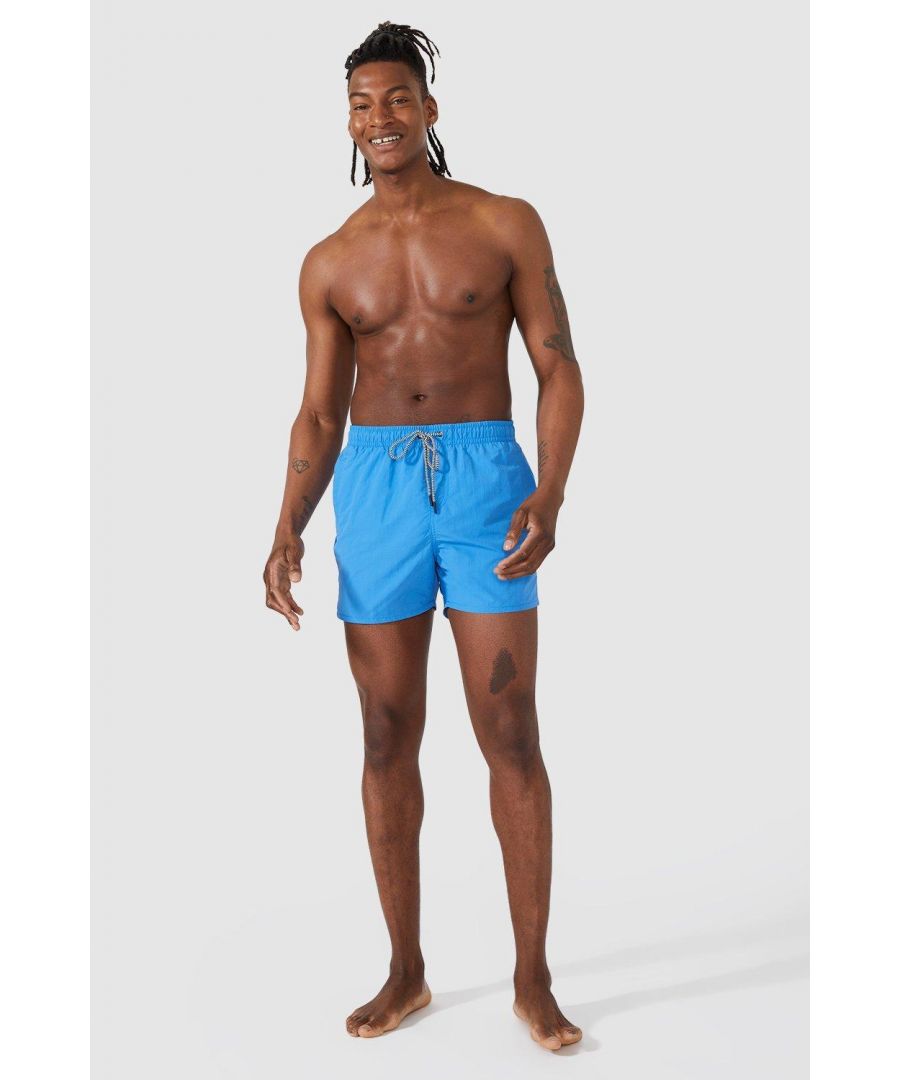 Secret Label Mens Plain Swim Shorts - Blue Nylon - Size X-Large