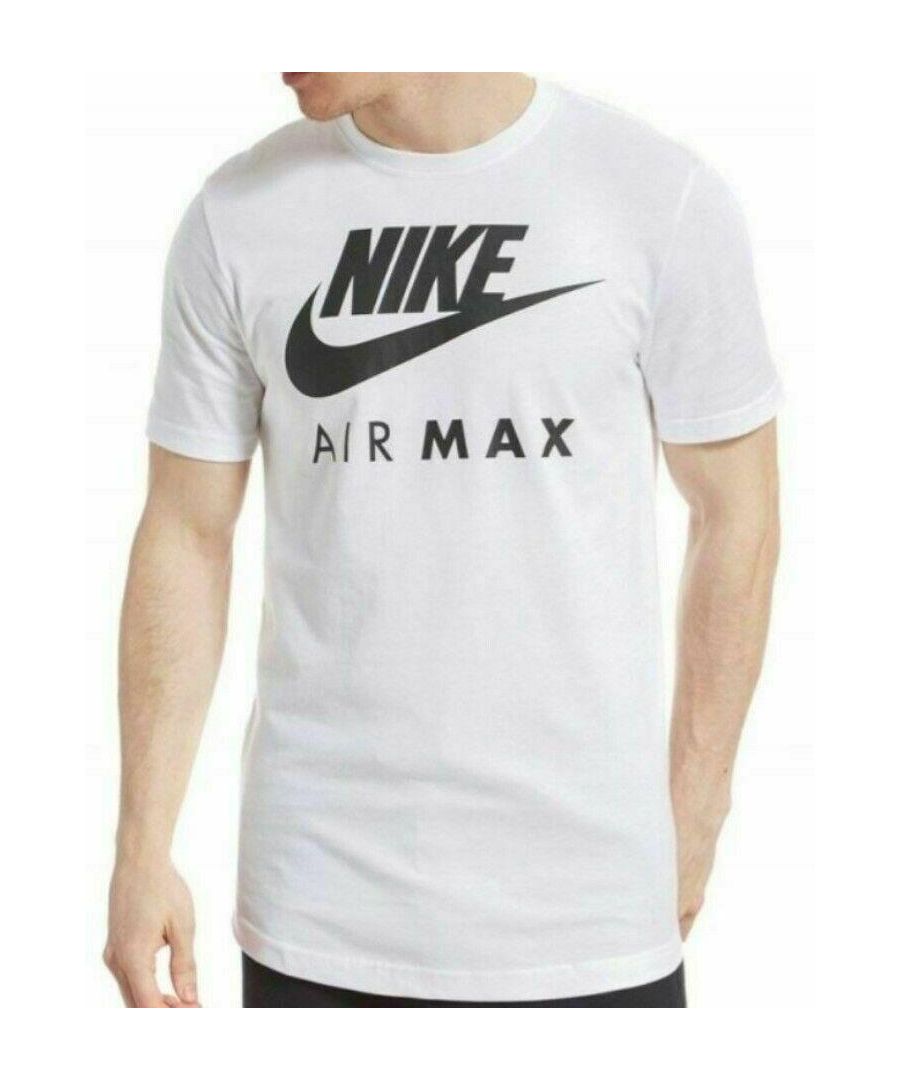Nike Air Max NSW Mens Sports T Shirt Athletic Cut Jersey Cotton Gym Tee.\nStandard fit drapes the body in all-day comfort.\nBreathable fabric for all-day wear.\nScreen-printed graphics at the front.\nClassic crewneck is ribbed for durability.