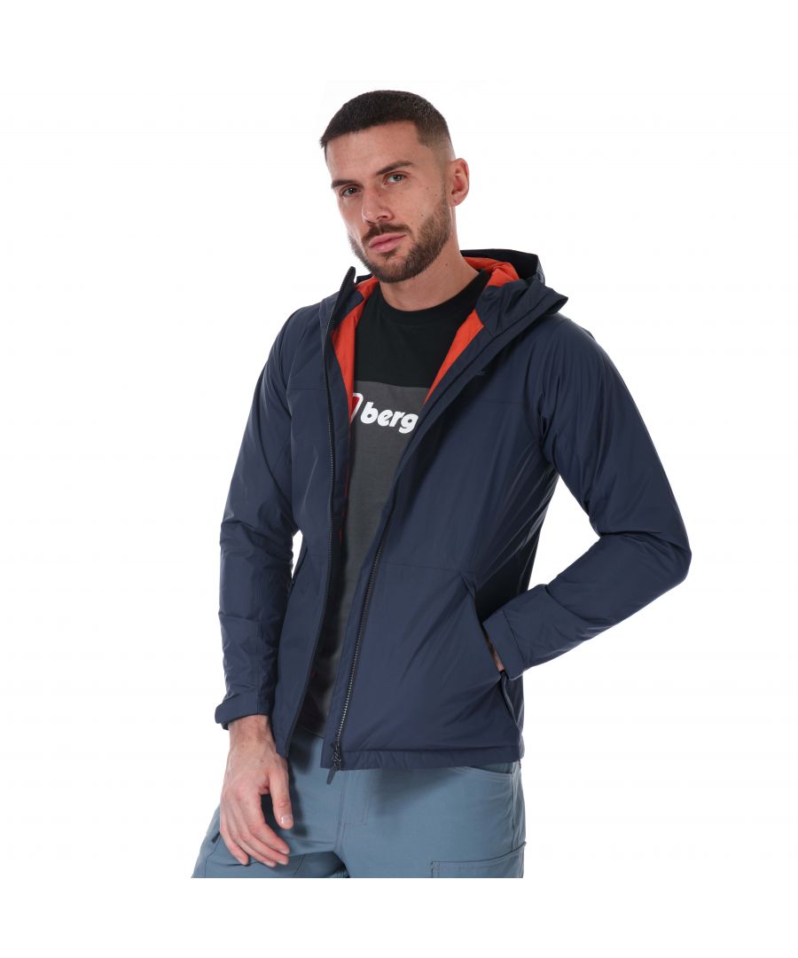 Mens Berghaus Deluge Pro 2.0 Waterproof Jacket in dark blue.- Adjustable hood.- Two warm pockets.- Full zip fastening.- Fully adjustable hem at the back.- Fabric: 100% Polyamide Shell with Polyurethane Coating. Lining: 100% Polyamide. Insulation: 100% Polyester.- Ref: 4A000810MG4