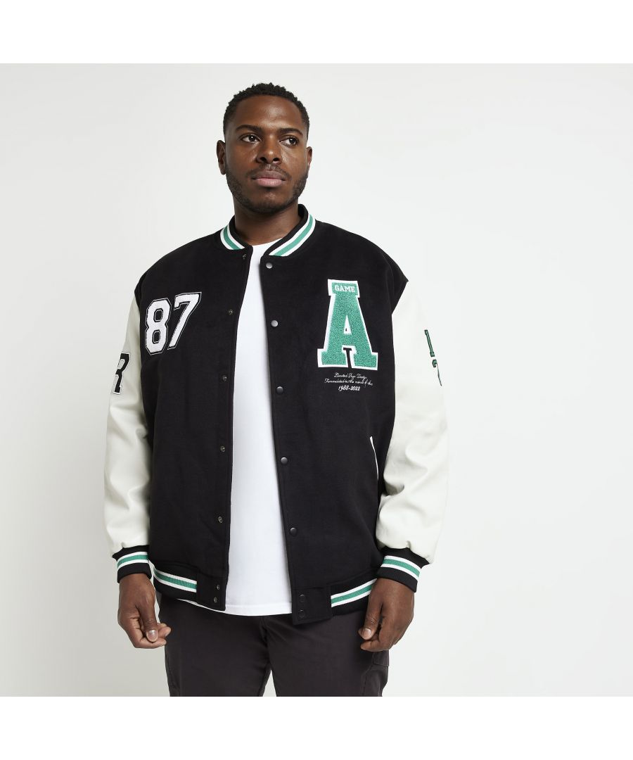> Brand: River Island> Department: Men> Material Composition: 94% Polyester 4% Viscose 2% Elastane> Outer Shell Material: Polyester> Type: Jacket> Style: Bomber Jacket> Size Type: Big & Tall> Fit: Regular> Pattern: No Pattern> Occasion: Casual> Season: AW22> Jacket/Coat Length: Mid-Length> Closure: Button> Features: Elastic Waist