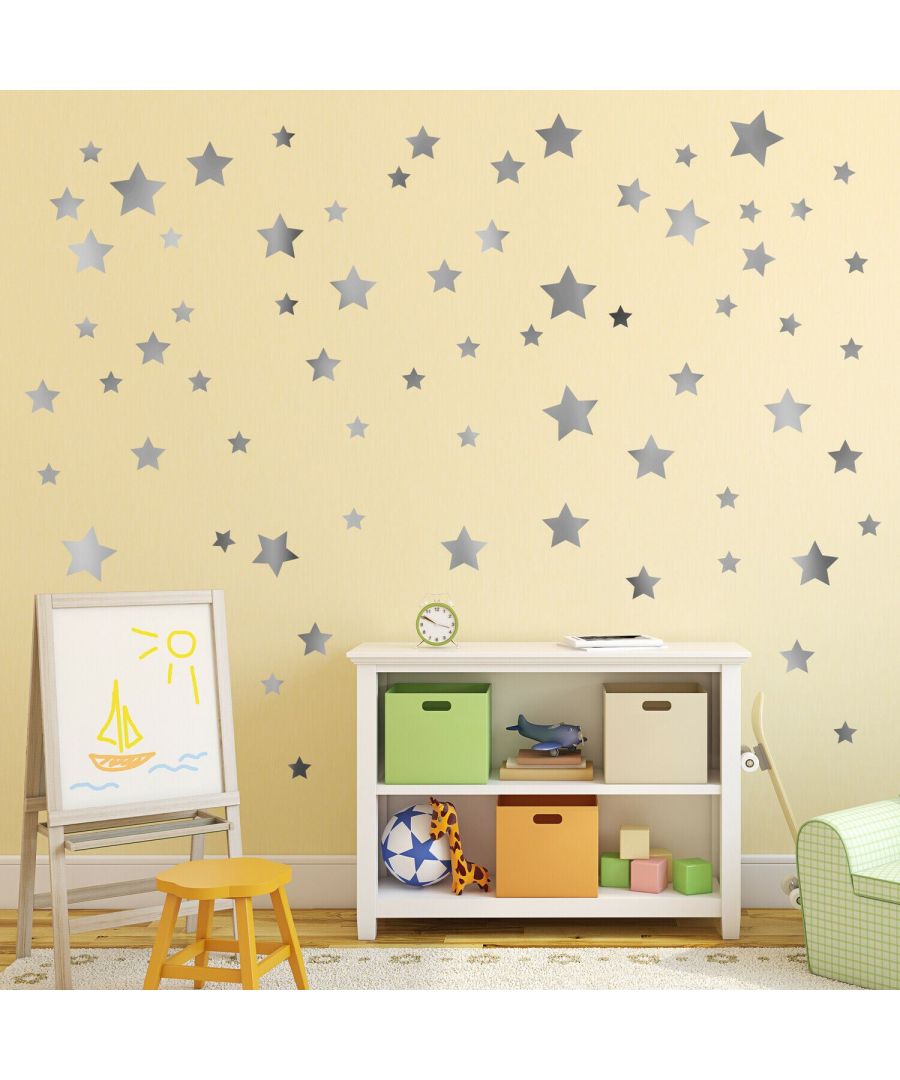 Image for Silver Metallic Stars Wall Stickers, Kitchen, Bathroom, Living room, Self-adhesive, Decal, Decoration,DIY