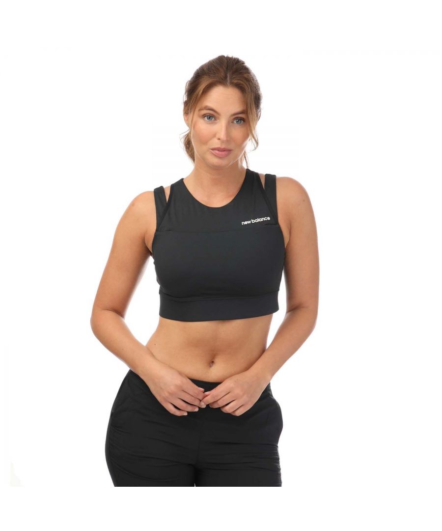 New Balance Womenss Shape Shield Crop Bra In Black - Size X-Large
