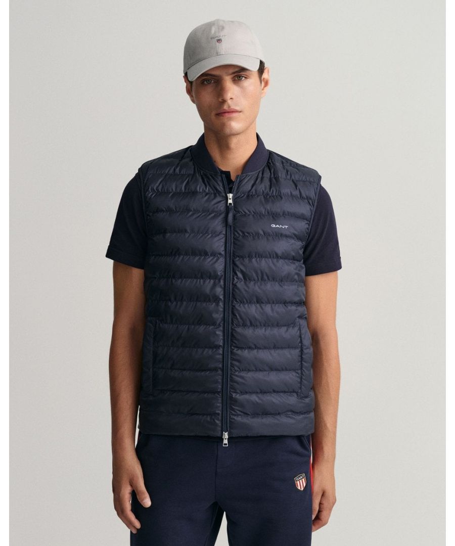 Gant Mens Light Padded Bomber Vest - Blue - Size Medium