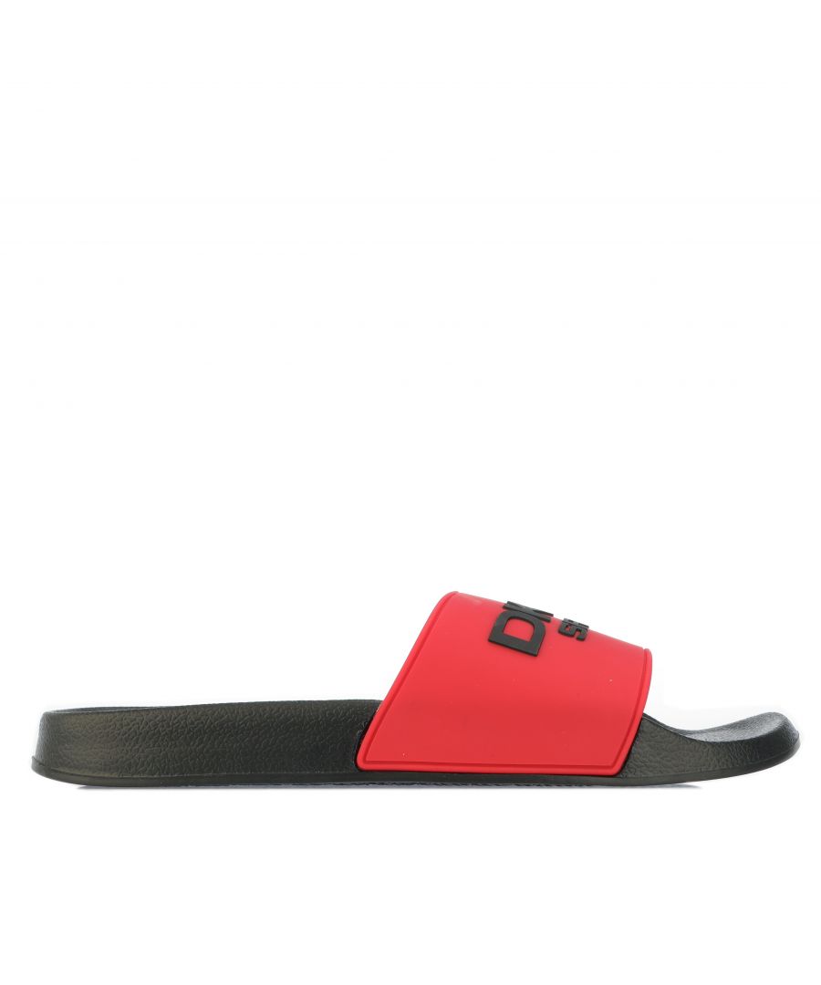 Mens DKNY Classic Sliders in black red.- Wide comfortable upper.- Slip on fastening.- Wide padded strap.- Rubber DKNY Sport logo on the strap.- Soft  contoured footbed.- Ref: DKS0030BRE
