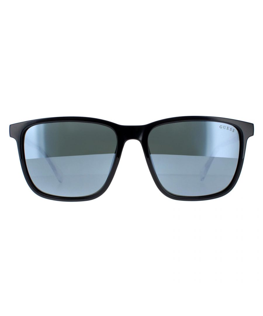Guess Square Mens Shiny Black Green Mirror GU6944 - One Size