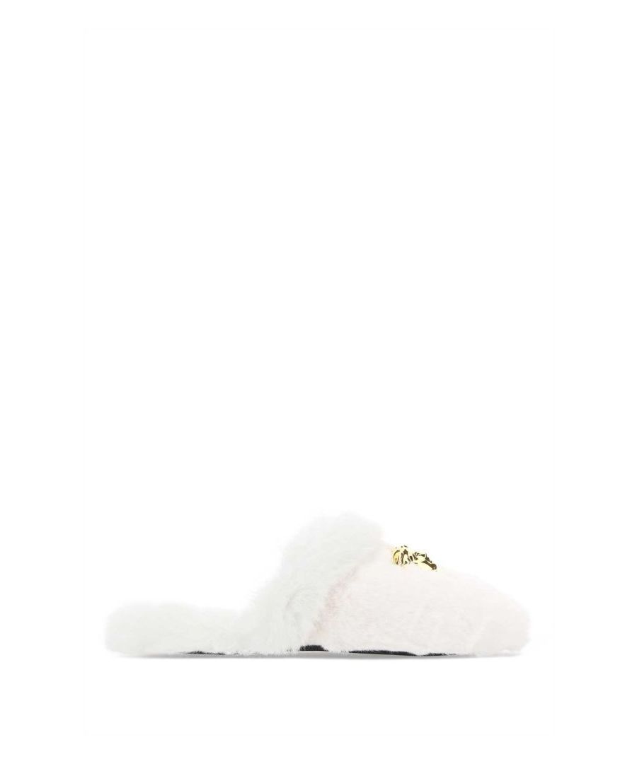 White eco fur Palazzo slippers