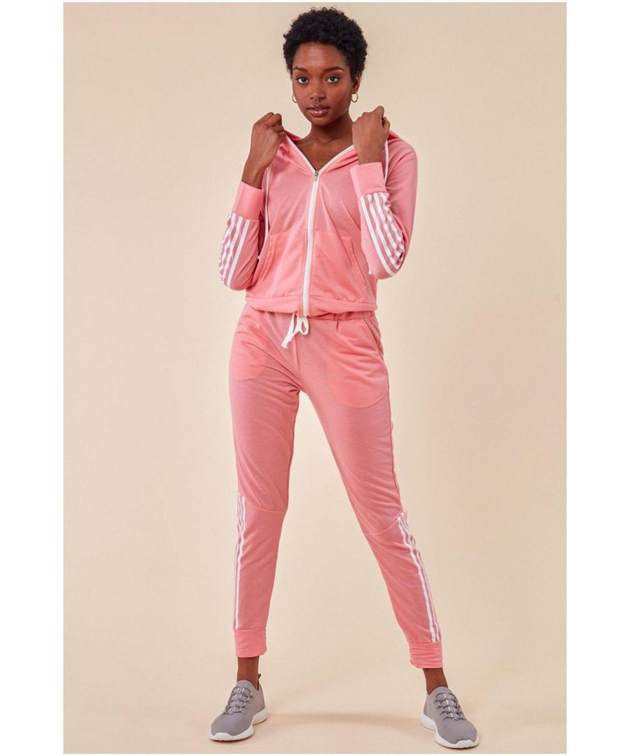 Image for Cosmochic Stripe Detail Hooded Tracksuit - Pink