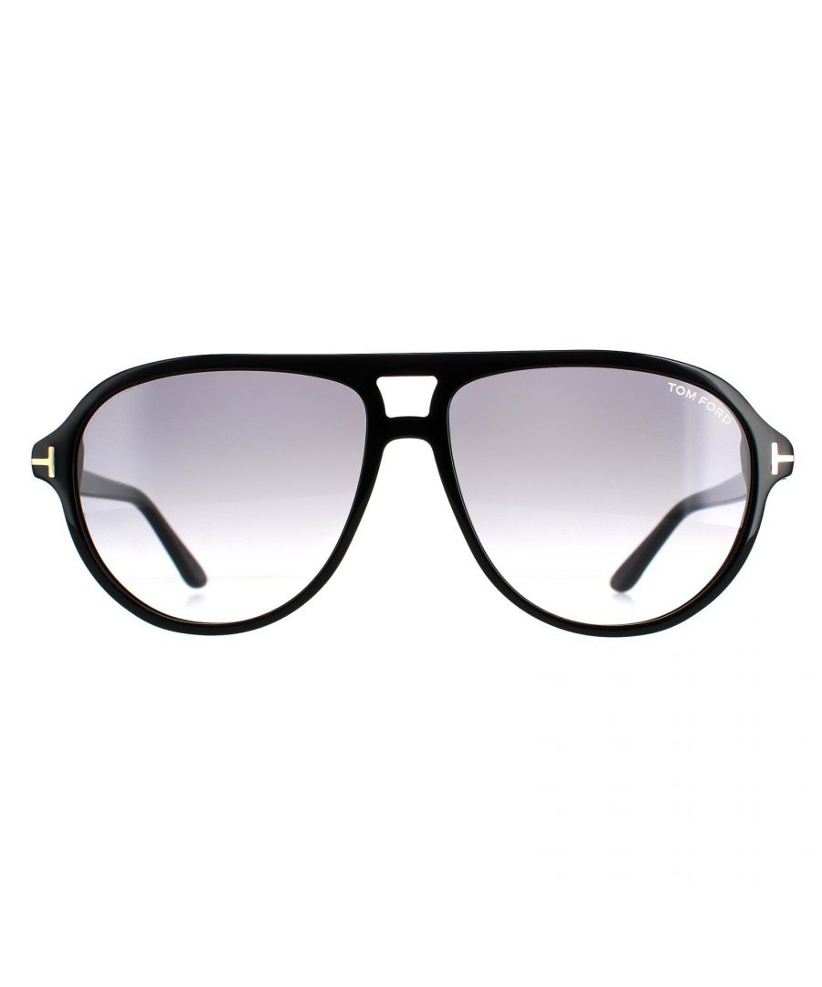 Tom Ford Aviator Mens Shiny Black Smoke Gradient FT0932 Jeffrey  Tom Ford are a classic aviator style crafted from lightweight premium acetate and finished with the Tom Ford T logos on the temples.