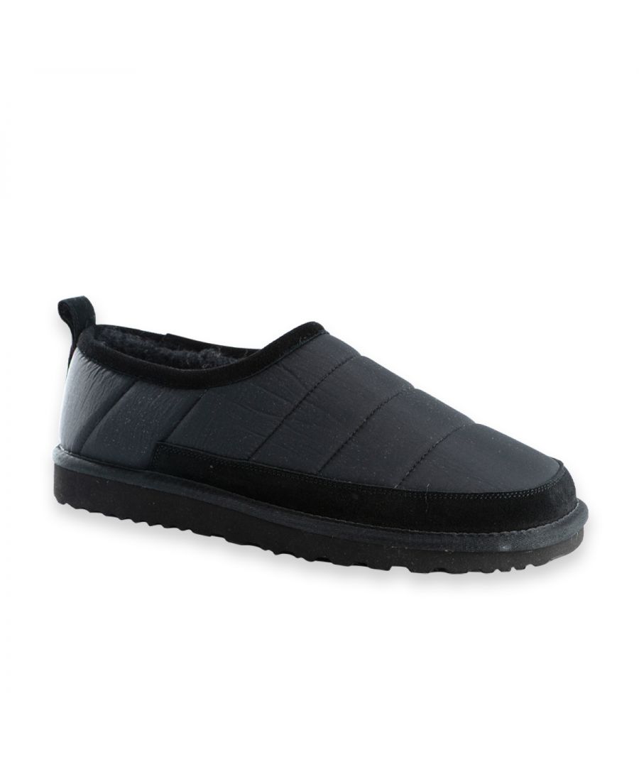 Padded mesh slip on. On trend to be worn inside or out. Mesh padded upper. Sheepkin wool lining. Sheepking wool insole. EVA/Rubber outsole makes it lightweight and durable.