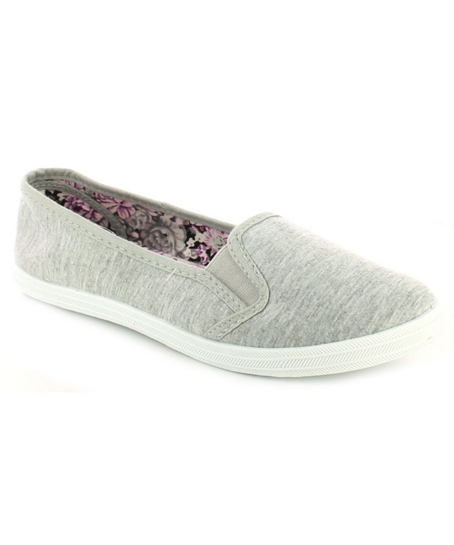 Image for New Ladies/Womens Grey Slip Ons Elasicated Gusset Canvas Pumps.