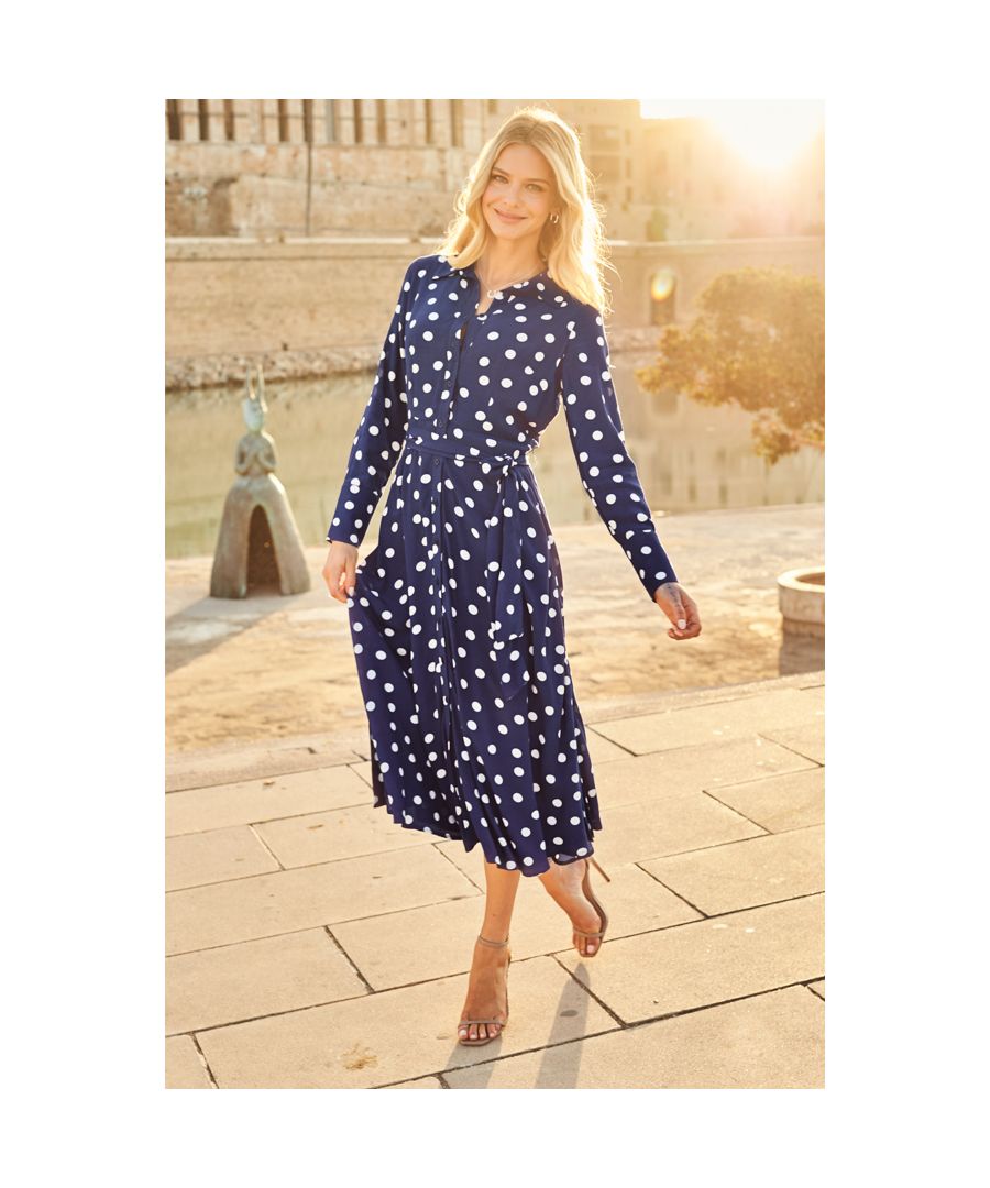 REASONS TO BUY:\n\nA shirt dress to be spotted in\nNavy blue is the colour of the season\nUndo buttons for a sexier look\nBelted waist to cinch in your middle\nSmart enough for work, sexy enough for weekend\nAdd barely there heels for date night