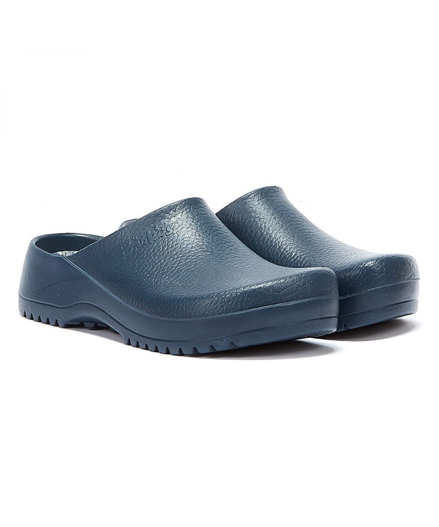 The Super Birki Clogs by Birkenstock are crafted in a traditional mule silhouette with flat heel and removable colorful prints footbed. They are very comfortable, water resistant and easy to to care for. The single-mold construction sandals are ideal for professional and leisure activities.