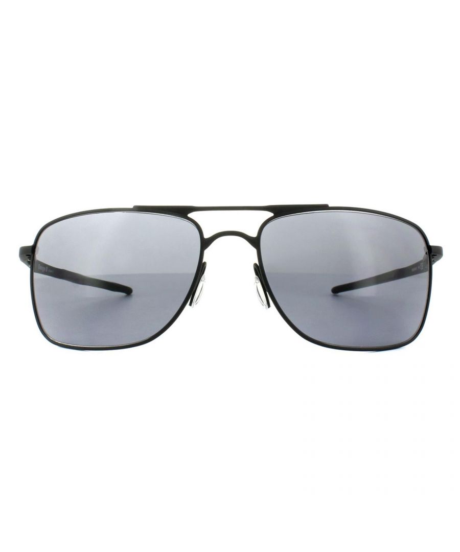 Oakley Sunglasses Gauge 8 L OO4124-01 Matte Black Grey is a lightweight   C-5 metal alloy frame with classic Oakley Mono Shock hinges with a   contemporary aviator shape. Unobtanium temple sleeves give a secure   comfortable fit.