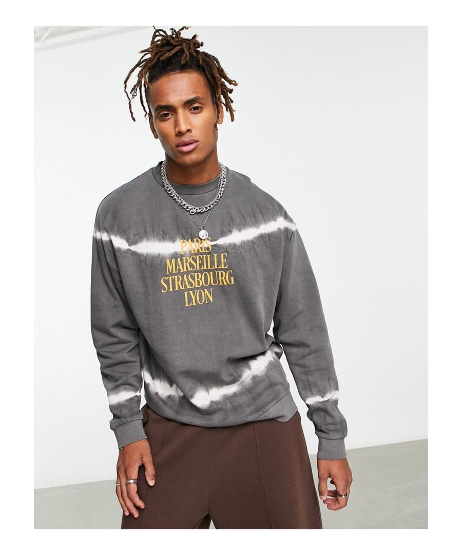 Hoodies & Sweatshirts by ASOS DESIGN Act casual Acid wash Crew neck Text print detail Oversized fit Sold by Asos