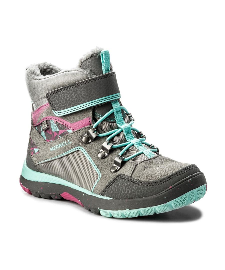 Merrell Moab Polar Waterproof Lace-Up Grey Synthetic Kids Boots MC57100