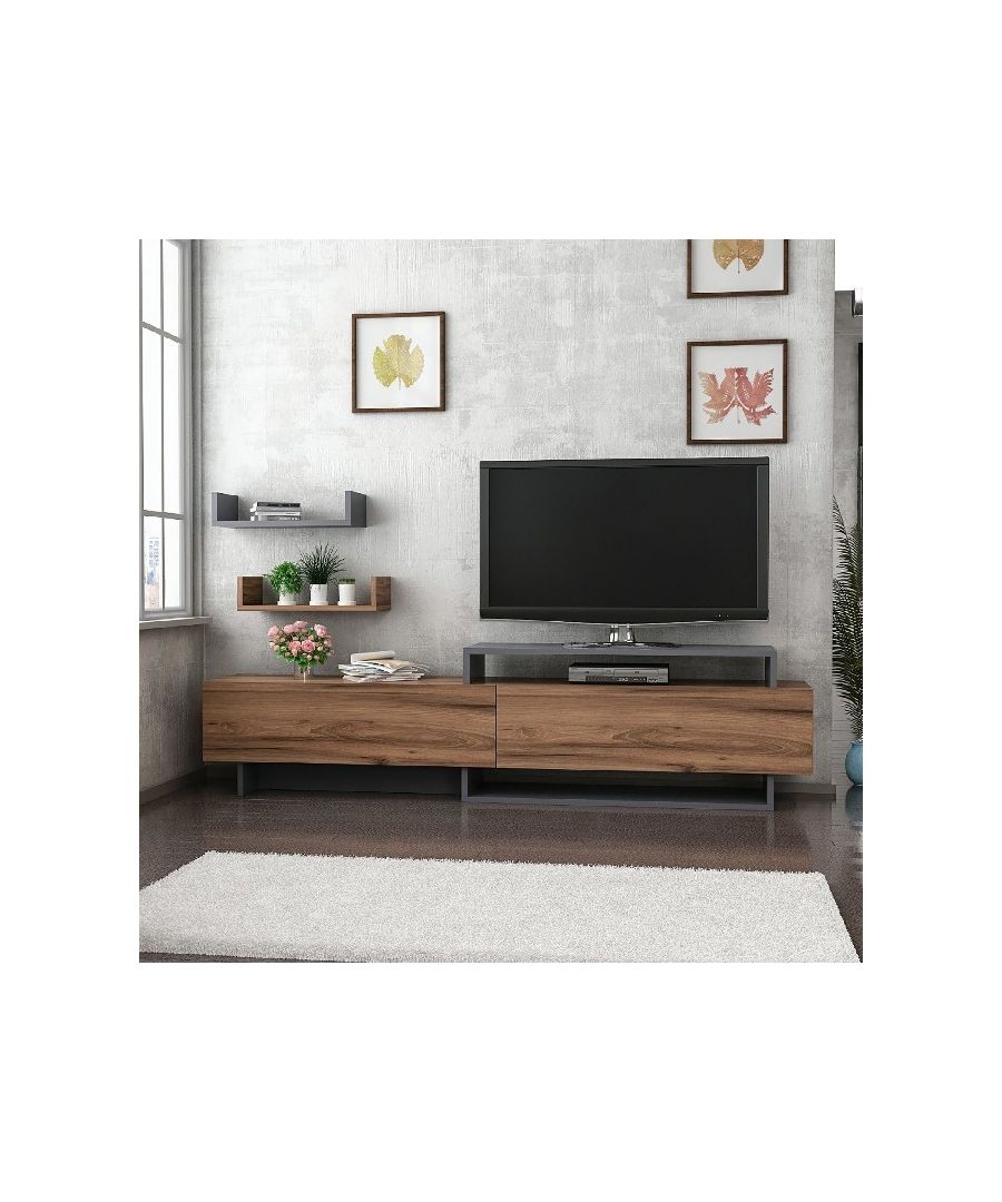 Image for HOMEMANIA New Zera TV Stand, in Anthracite, Wallnut