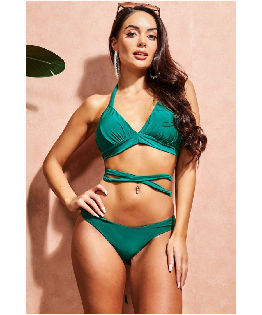 Goddiva Womens Multi tie Bikini - Emerald - Size XXS/X-Small