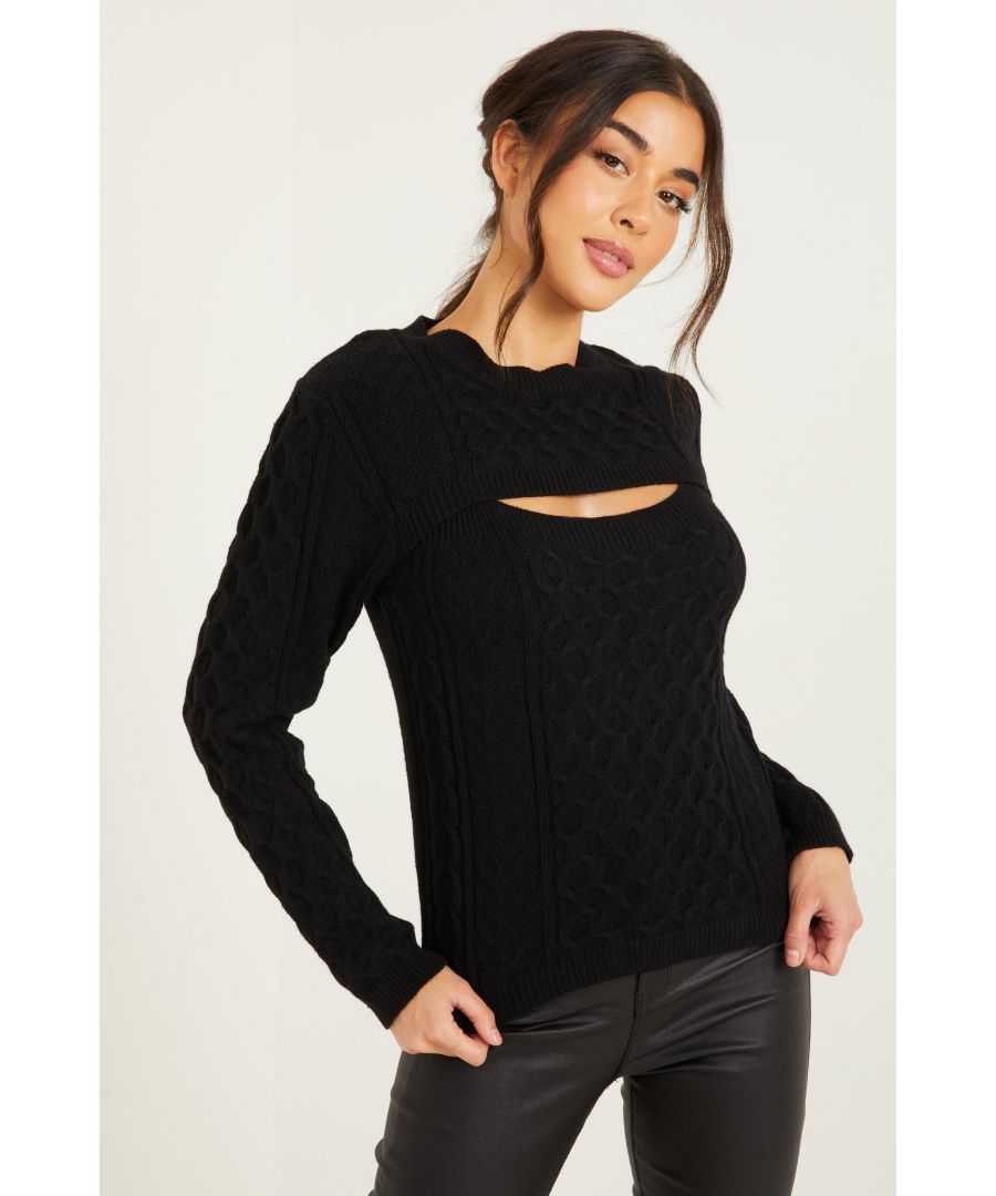 Image for Black Knitted Cut Out Jumper