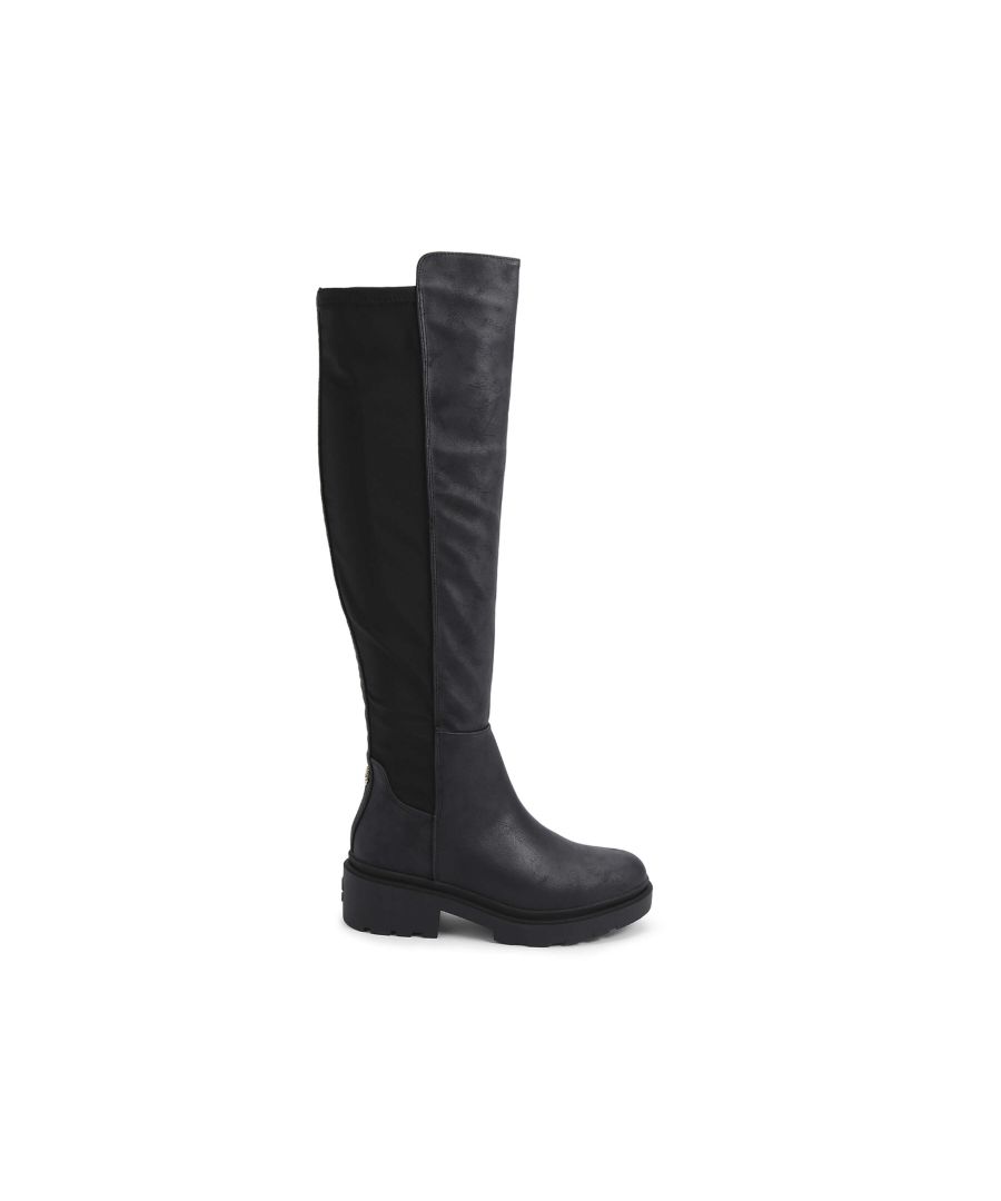 The Dash 50/50 Knee Boots sit higher on the leg. The upper is in black with soft panels down the outer side with an Icon C logo on the back of the ankle.