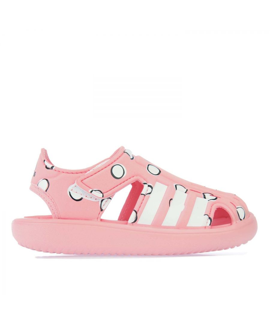 Childrens adidas Water Sandals in pink white.- Synthetic upper.- Hook-and-loop strap closure.- Regular fit.- Quick drying.- Plush footbed.- Slip-resistant synthetic outsole.- Synthetic upper  Textile lining  Synthetic sole.- Ref: FY8959C