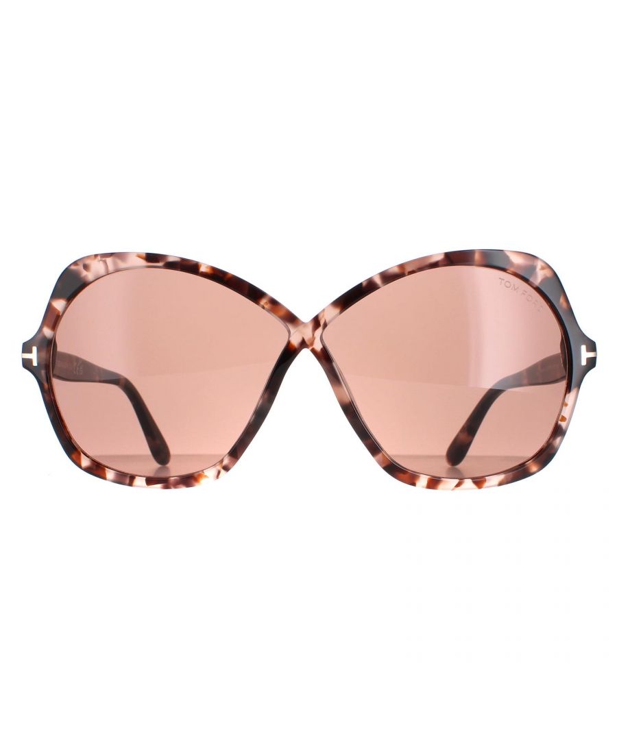 Tom Ford Butterfly Womens Coloured Havana Violet Rosemin FT1013 - Pink - One Size