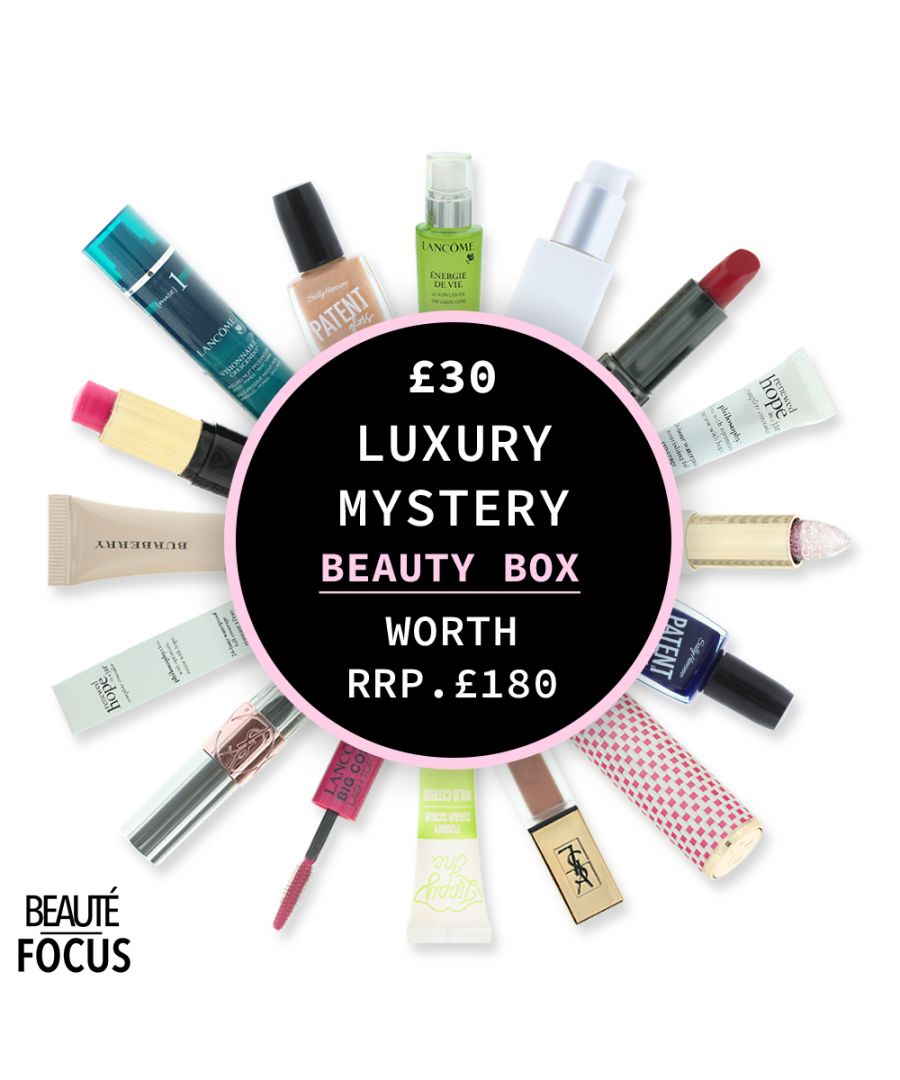 £30 Mystery Box worth £180 RRP Guaranteed to include at least 1 Full Size Lancôme and YSL product, will include a mix of beauty products from cosmetics, skin care, nail products, hair care and fragrance from brands such as Burberry, Clarins, Kiehls, Lancôme, Sally Hansen, Tangle Teezer, YSL. \nWill include samples.