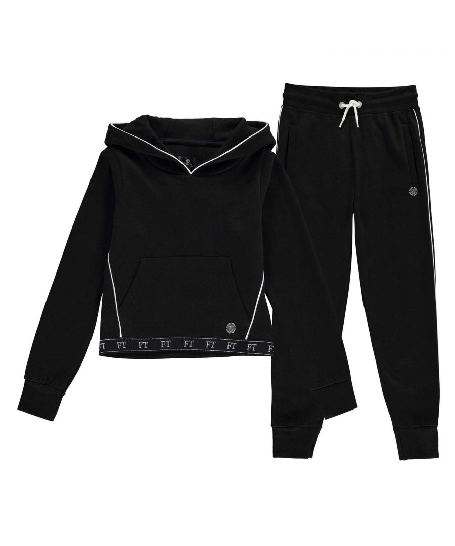 Firetrap 2 Piece Jogging Set Junior Girls - This Junior Girl's Firetrap 2 Piece Jogging Set consists of a hoodie and joggers, all of which are complete with Firetrap branding.  > Hoodie > Over the Head Design > Long Sleeves > Ribbed Trims > Hooded > Pouch Pocket > Lightweight > Block Colour > Logo Badge > Firetrap Branding > 58% Cotton, 42% Polyester > Machine Washable > Keep Away From Fire > Joggers > Elasticated Waistband > Drawstring Fastening > Ribbed Cuffs > 2 Open Pockets > Soft Fleece Lining > Lightweight > Block Colour > Firetrap Branding > 80% Cotton, 20% Polyester > Machine Washable > Keep Away From Fire