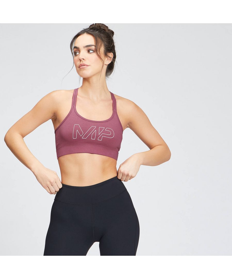 Our MP Originals Sports Bra is an easy-to-wear sports bra that offers light support for your daily activities. Made from stretch cotton, it has elasticated straps in a racer-back design to give you unrestricted movement.\n\nFinished off with a bold printed graphic, It's a classic wardrobe essential you can rely on time and time again.\n\nFabric: 95% cotton 5% elastane