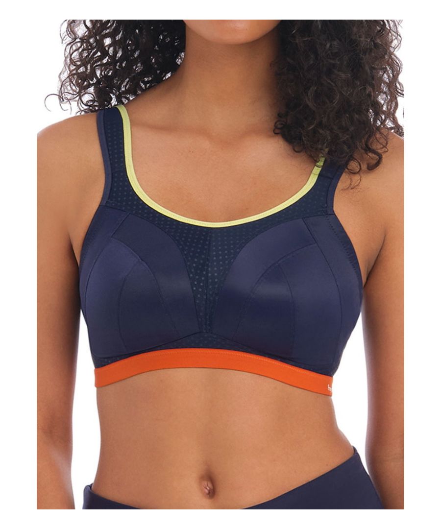 Offering support for all levels of activity the Freya Dynamic 4014 is a sports bra with non wired soft cups. Providing the maximum rated support this bra is complete with hook and eye fastening and adjustable padded straps.