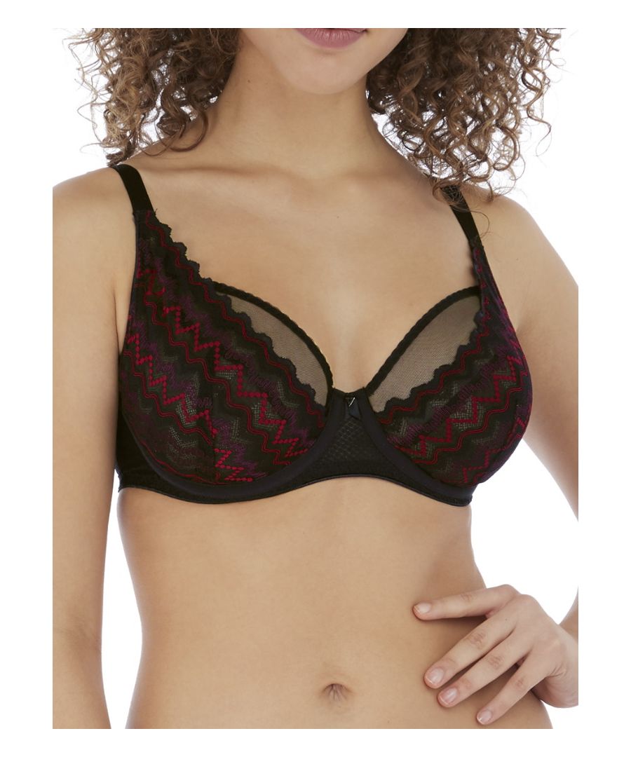 The gorgeous Festival Vibe range consists of a statement zig zag design in 3 tones. This bra is completely inspired by boho. The underwired bra gives you uplift and support, whilst the non padded cups allow you to show off your natural shape. Hook & eye fastening and adjustable straps provides the perfect fit.