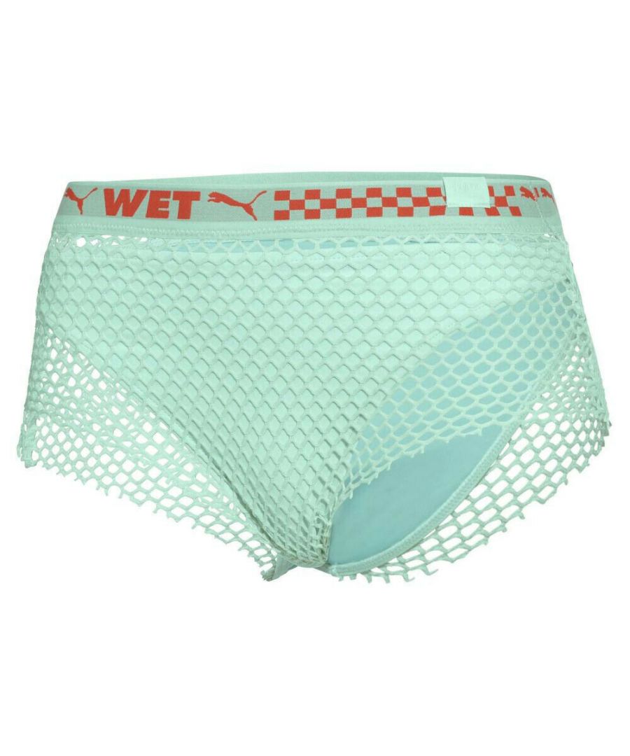 Puma x Rihanna Fenty Womens Mesh-Trimmed Bikini Bottoms Green 577224 02 A93A Textile - Size 6 UK