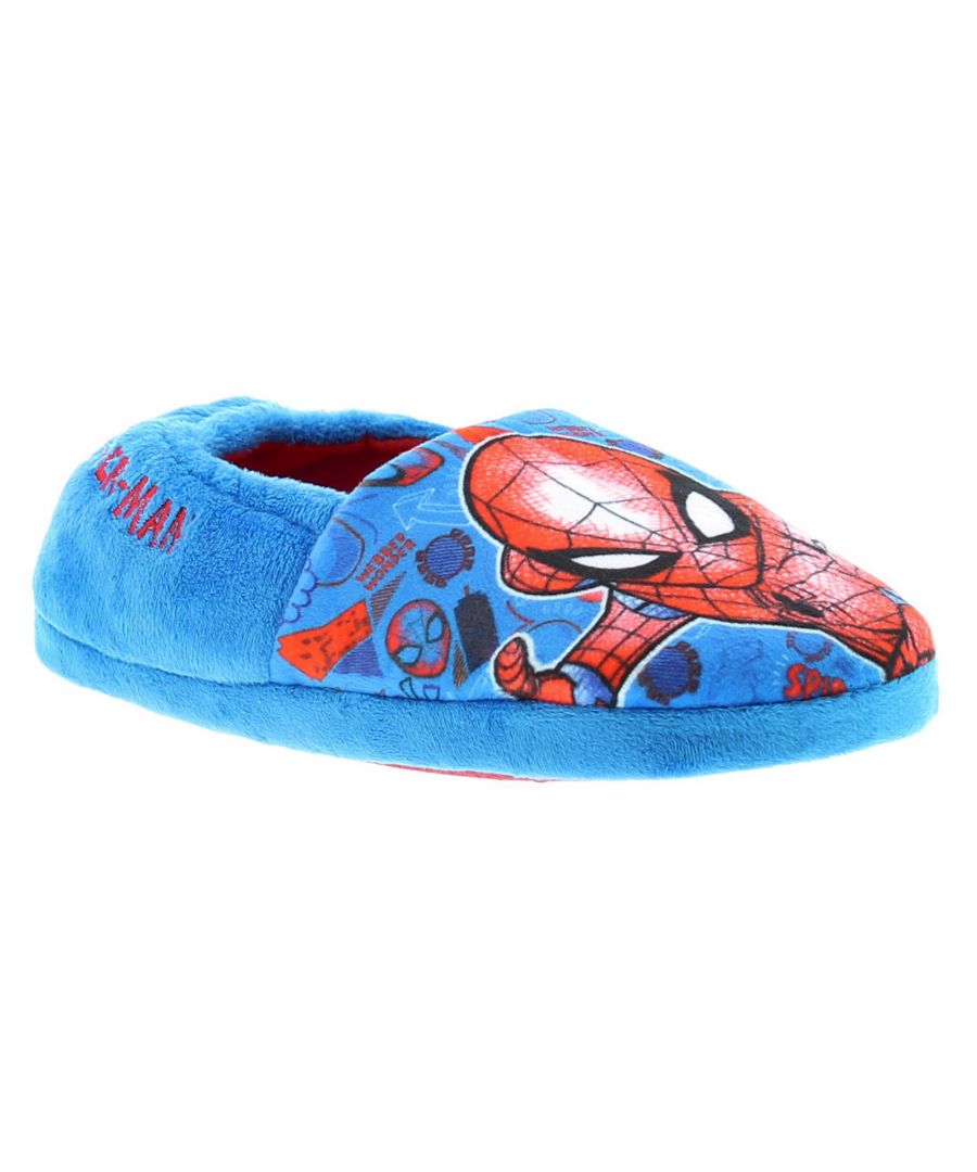 Image for Spiderman Saxon Infants Childrens Full Slippers in Blue