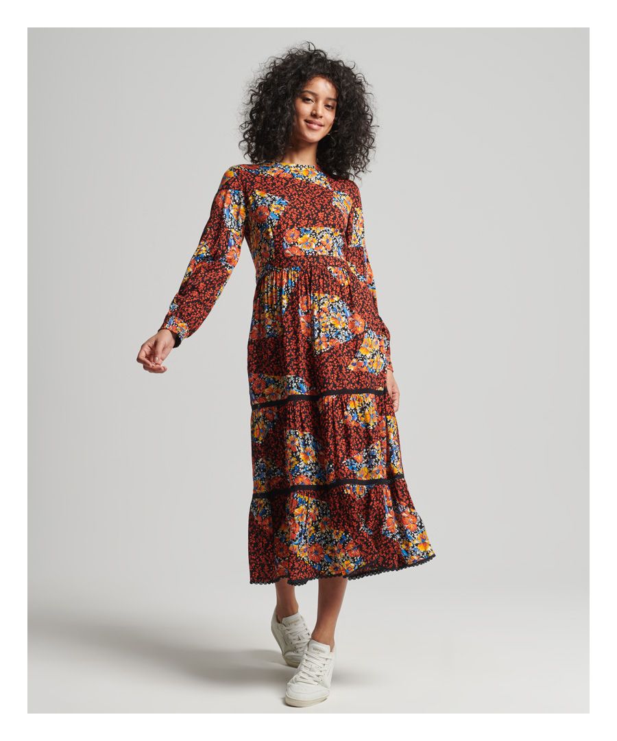 Image for SUPERDRY Woven Long Sleeve Midi Dress