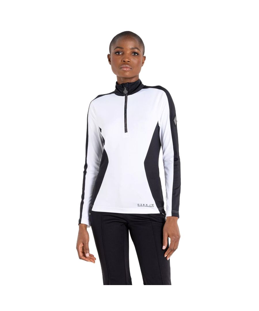 Dare 2B Womens/Ladies Julien Macdonald Excursive Contrast Half Zip Fleece Top (White/Black) - Size 20 UK