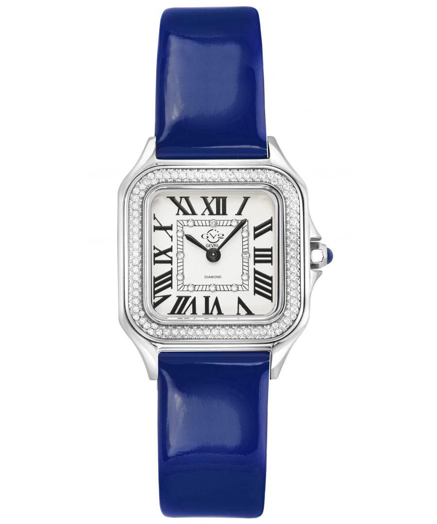 Image for GV2 Milan Women's Silver Dial Dark Blue Leather Strap Watch