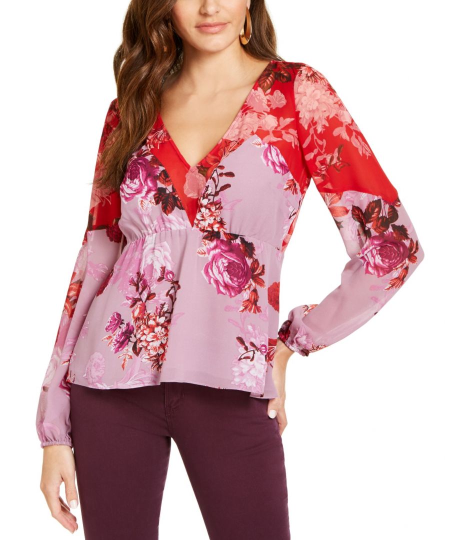 Color: Purples Size Type: Regular Size (Women's): S Lined: Yes Sleeve Length: Long Sleeve Type: Blouse Style: Basic Neckline: V-Neck Pattern: Floral Theme: Classic Material: 100% Polyester