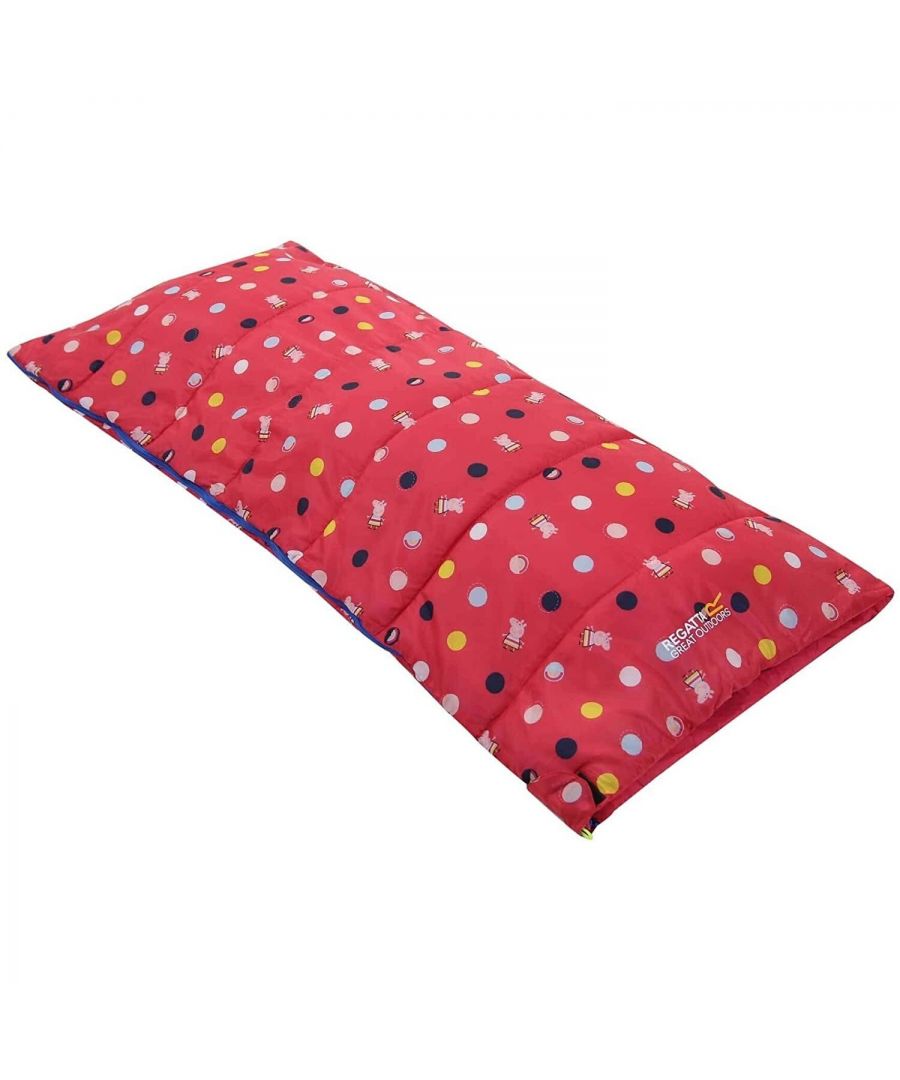 100% Polyester. Length: 145cm. Width: 65cm. Lining: Brushed, Soft. Contents: Carry Bag. Decorative Stitch Detailing. Design: Logo, Polka Dot, Rectangular. Packaway. Characters: Peppa Pig.