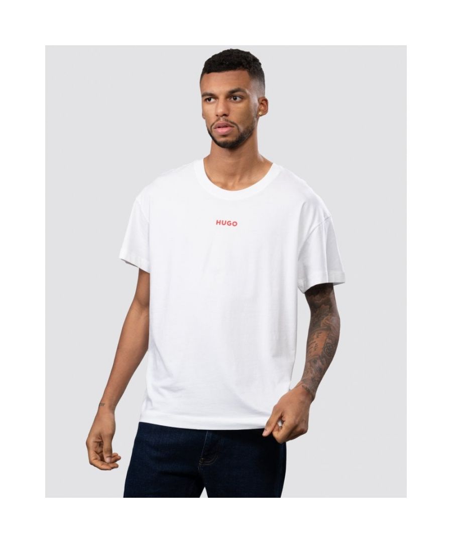 A breathable pyjama T-shirt by HUGO, cut to a laid-back fit. Crafted in stretch-cotton jersey for overnight comfort, this short-sleeved T-shirt is printed with a HUGO logo in signature red. Branded tape adds further DNA at the inner collar.\nRelaxed fitCrew neck\n95% Cotton, 5% Elastane\n50480246