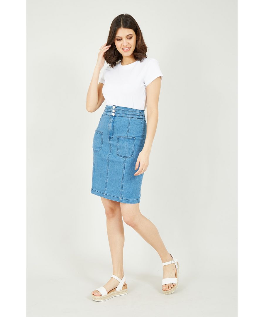 Image for Yumi Blue Denim Patch Pocket Skirt