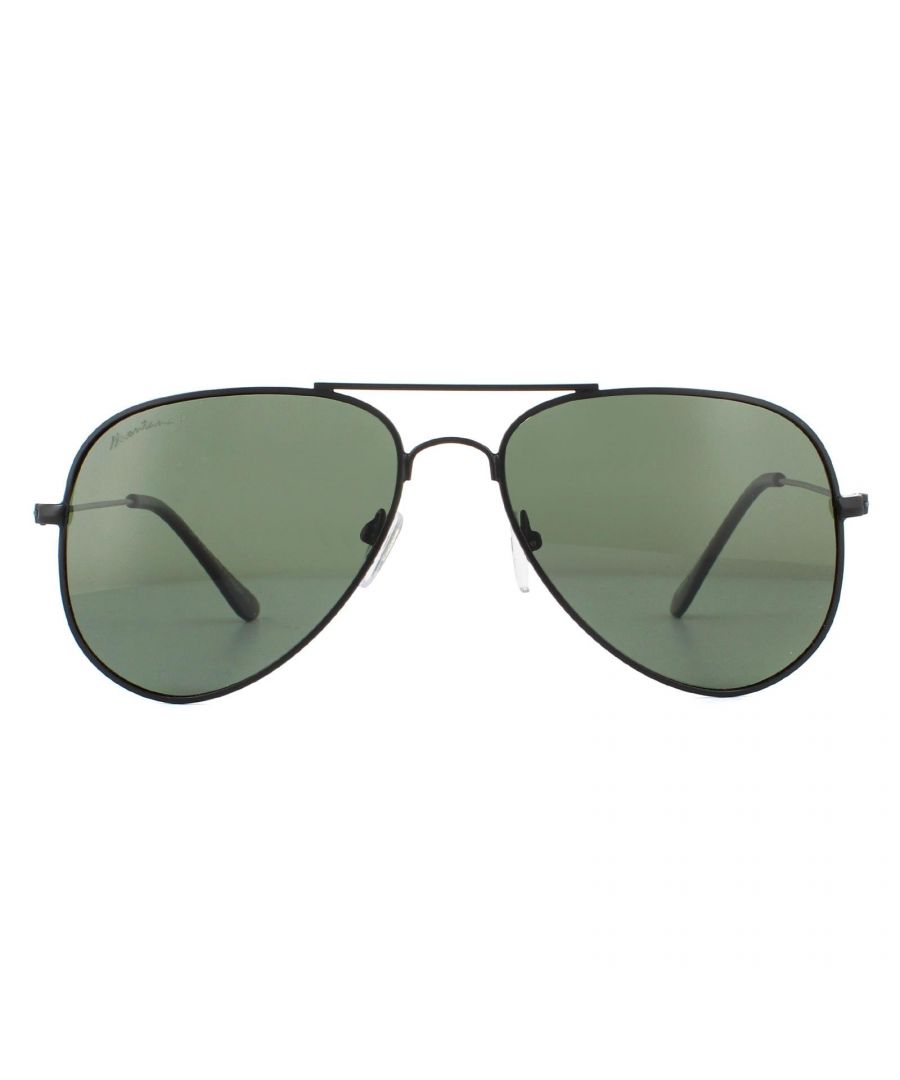 Montana Unisex Sunglasses MP94 A Matte Balck G15 Green Polarized - Black Metal - One Size